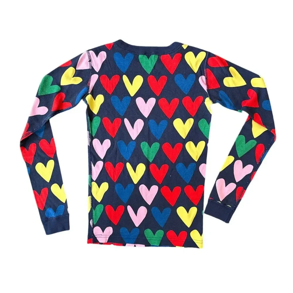 Hanna Andersson Multicolor Hearts Long John Pajama Set Size 14